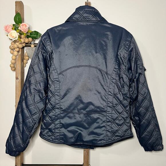 Nils Quilted Metallic Denim Ski‎ Jacket Blue Full Zip Size 12 - Picture 7 of 13